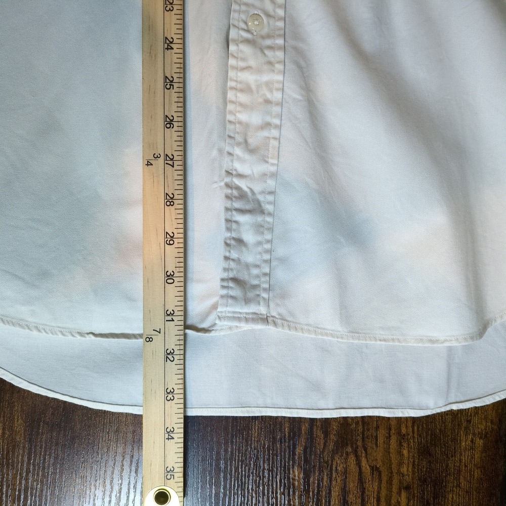 Ralph Lauren Mens XL Button Down Shirt Cream Cotton Long Sleeve Blue Pony Logo - Picture 6 of 9